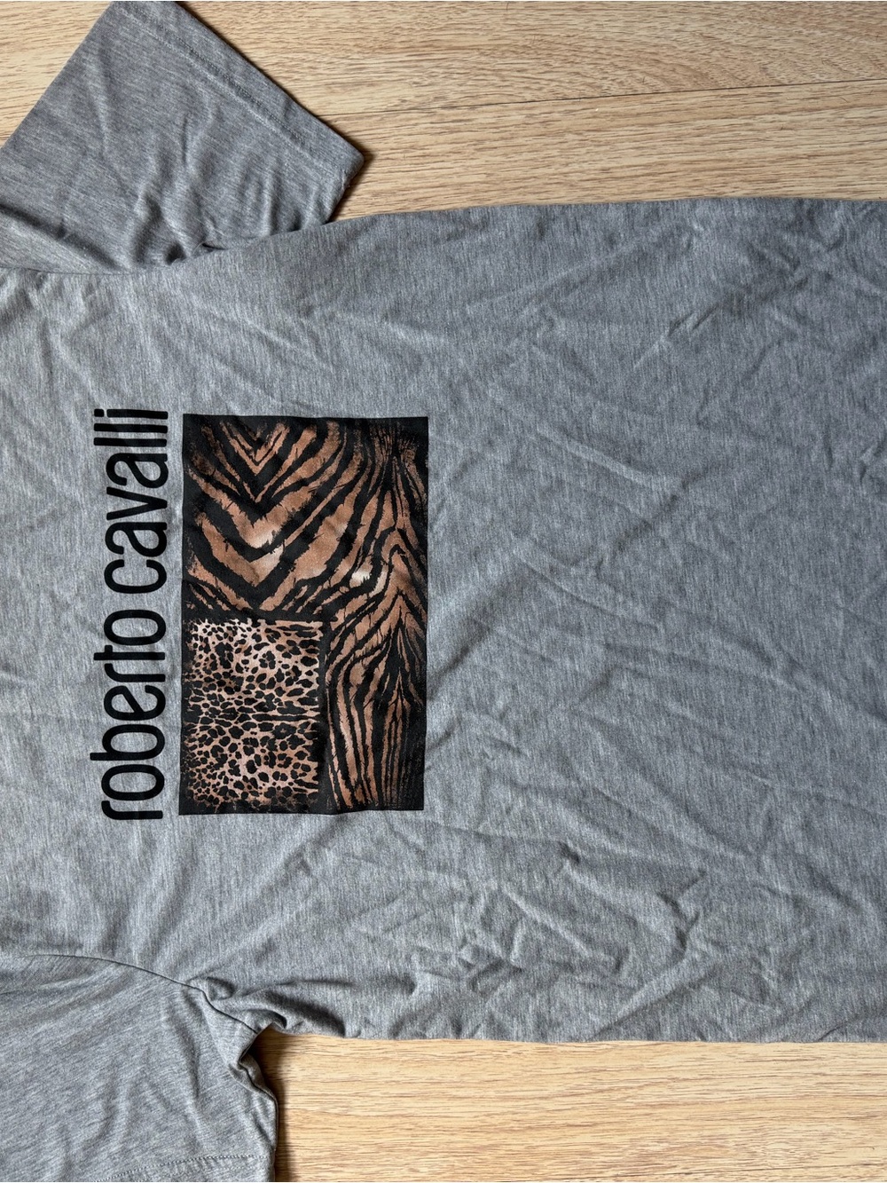 Roberto Cavalli Gray Short Sleeve Crew Neck Tee
